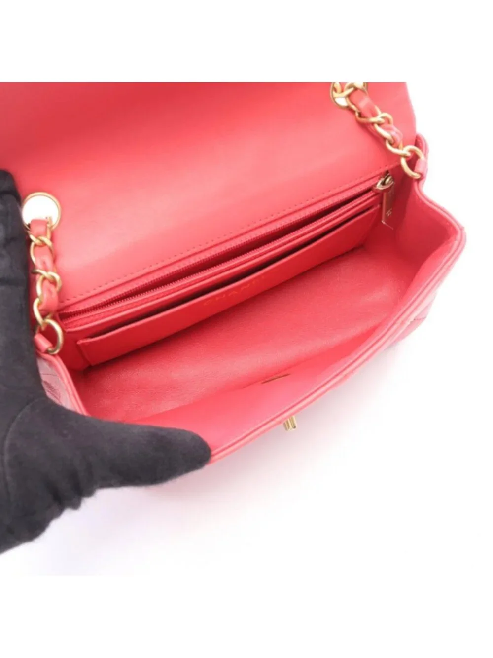 Chanel Shoulder Bag Mini Quilted 20 Icon Charm Pink Lambskin Mini Chain